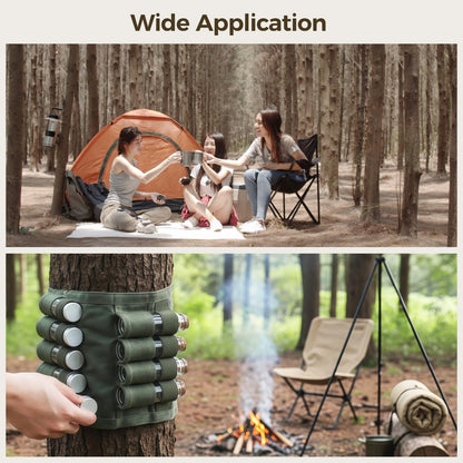Calolin Camping Spice Kit, Portable Spice Bag for Travel, Including 9 Glass Seasoning Containers, Wear-Resistant Waxed Canvas, Foldable Design, Suitable for Outdoor Cooking