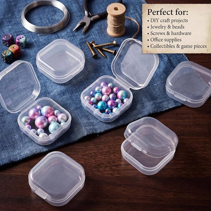 Jetec 120 Pieces Mini Plastic Clear Beads Storage Containers Box for Collecting Small Items, Beads, Jewelry, Business Cards, Game Pieces, Crafts (1.4 x 1.4 x 0.7 Inch)