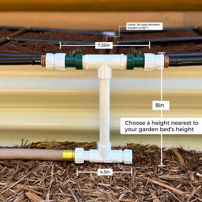 Garden Grid Manifold - 8" Tall, Double Style | Link All of Your Garden Grids So They Water Together | Ideal for Side-By-Side Garden Grid Connections