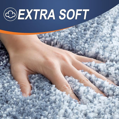 OLANLY Bathroom Rugs Mat 36x24, Extra Soft Absorbent Microfiber Bath Rugs, Rubber Backing, Quick Dry, Machine Washable Bath Mats for Bathroom Floor, Tub and Shower, Home Decor Accessories, Airy Blue
