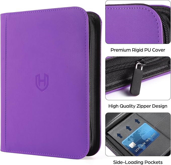 Card Binder 12 Pocket with Zipper, 816 Pockets Trading Card Holder Book, Premium PU Cover Zip Folder Binder, Side Loading Carrying Case Binder Album for TCG, MTG, Sports Cards, Game Cards