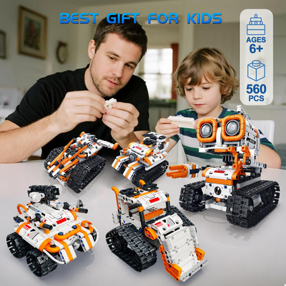 5 in 1 STEM Robotics Building Kit, 560 PCS APP/Remote Control Robot Toy Building Block Sets, Compatible with Lego Robot Control & Programming, Coding Robotic Toys Birthday Great Gifts for Boys 8-14