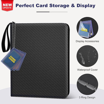 Mlikero 4 Pocket Trading Card Binder with Card Display Design, 440 Double Sided Pockets, Premium Sports Card Binder Compatible with MTG, TCG, Baseball Cards (Black)