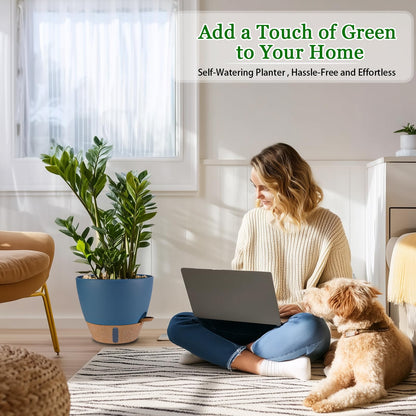 2 Pack 10 inch Plant Pots and 6 Inch Self Watering Pots for Indoor Plants (5-Pack), Plastic Planters with Water Window, Drainage Holes & Trays, Indoor Outdoor Flower Pots