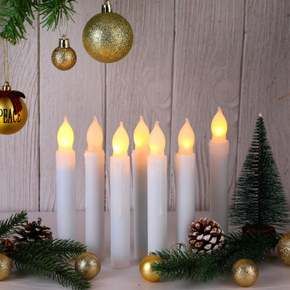 VIHOSE 200 Pcs 6.5 inch Flameless LED Taper Candles - Battery Operated Flickering LED Candles with Warm Yellow Light for Wedding, Church, Christmas, Halloween