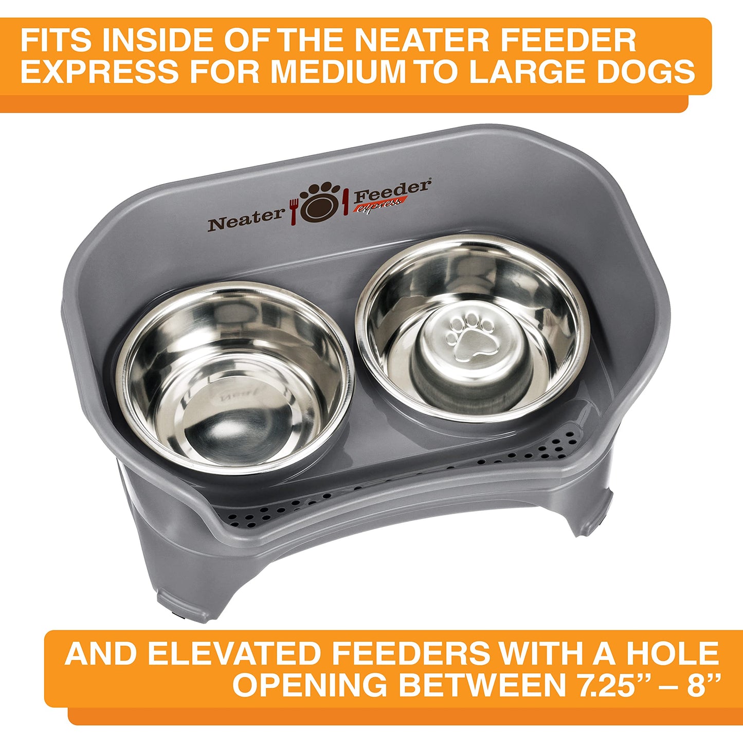 Neater Pet Brands Stainless Steel Slow Feed Dog Bowl for Fast Eating Large Breed, Metal Slow Feeder Dog Bowl Fits in Large Neater Feeders, for Puppy or Dogs (>40 lbs), 3 Cup Food Capacity