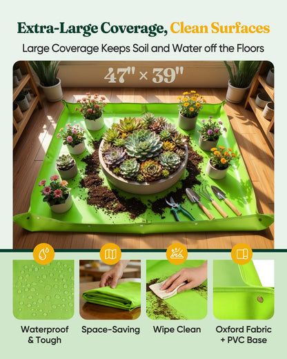 Grenebo 7-Piece Gardening Tools Set, Gift for Women, Beginners, Tools Kit with Plant Repotting Mat & Tool Bag, Stainless Steel Gardening Hand Tools for Indoor Transplanting, Succulent Bonsai Plants