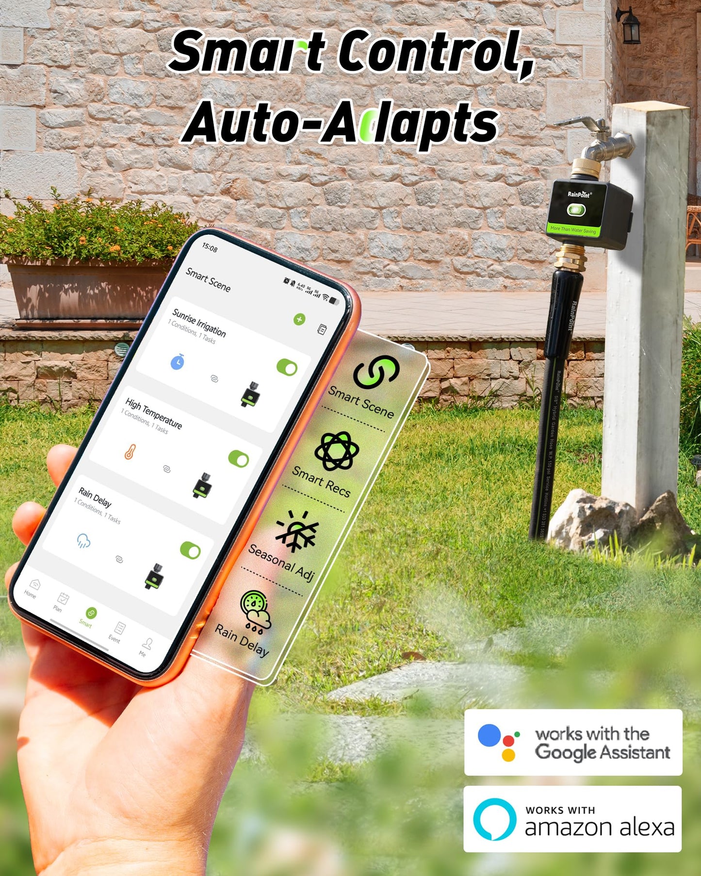 RAINPOINT WiFi Water Hose Timer with Brass Inlet&Outlet, Smart Sprinkler Timer for Watering with Gateway, WiFi Watering System for Garden, Automatic Irrigation System for Lawns and Yard