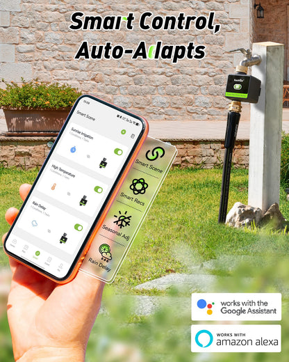 RAINPOINT WiFi Water Hose Timer with Brass Inlet&Outlet, Smart Sprinkler Timer for Watering with Gateway, WiFi Watering System for Garden, Automatic Irrigation System for Lawns and Yard