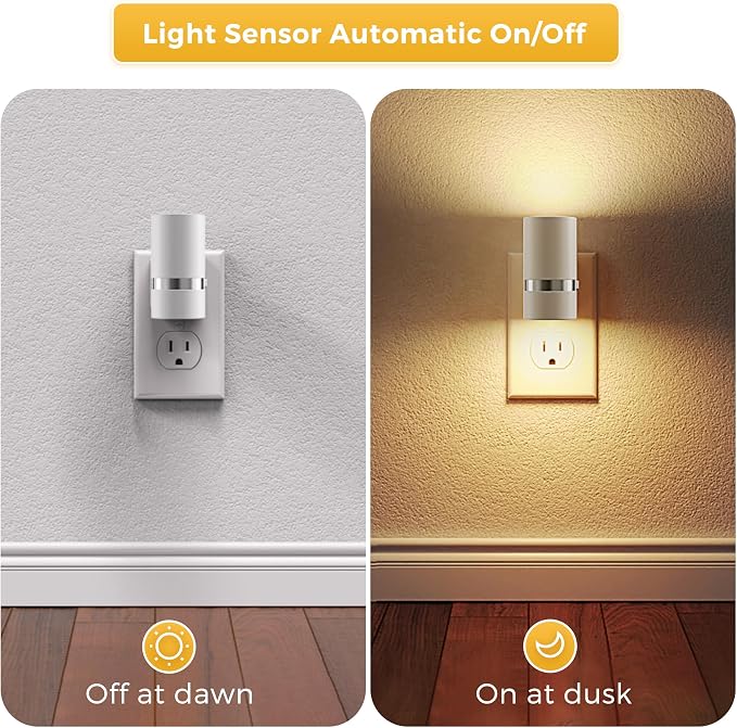 L LOHAS LED Night Lights Plug into Wall, Plug in Night Light with Light Sensor, Dimmable 0-100LM, Soft White 3000K, Wall Sconce-Style Design Night Light for Bedroom, Hallway, Stairs, 2 Pack