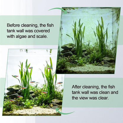 hygger Magnetic Aquarium Fish Tank Glass Cleaner,Detachable Dual-Blades Brush Tool with Floating Scrubber, Double Side Magnetic Algae Scraper for 0.4-0.8 Inch Thick Glass Aquariums Tank (L)