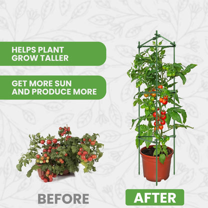 Tomato Cage Square + Triangle - Large Trellis Stakes and Plant Support Structures for Vegetables and Climbing Plants - Tall Tomato Cages for Garden, Pots, Raised Garden Bed Outdoor Supplies