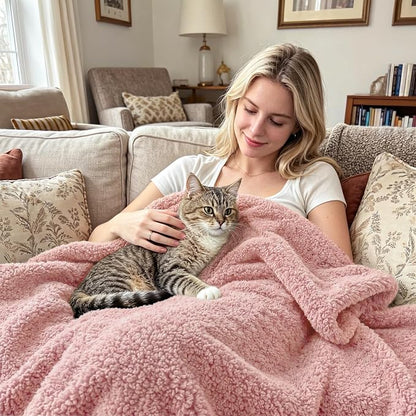 Exclusivo Mezcla Fleece Twin Size Bed Blanket, Ultra Soft, Lightweight and Fuzzy Dusty Pink Blanket for Women, Home Decor, 60x80 Inches