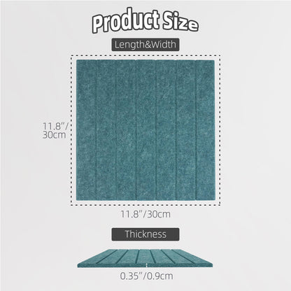 TENACR Cork Board Alternative-Felt Slat Wall Paneling,Office Bulletin Board for Decoration, Suitable for Displaying Photos and Documents, with Removable Adhesive Labels,12-Pack (Peacock Blue)