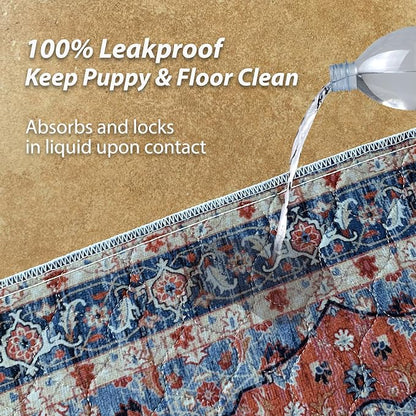 nunubaby 2PACK Washable Pee Pads for Dogs, Stylish, Non-Slip and Leak-Proof Pee Pads. Reusable Potty Pads for Dogs for Crates and Floors.(Red/Floral,72" x72" )
