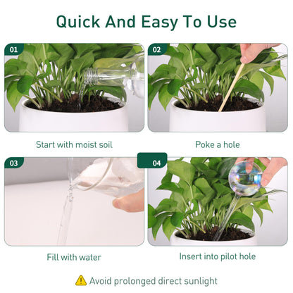 Soilagua Large Extra-Thick Clear Glass Plant Watering Globes, Rainbow Gradient Self Watering Devices for Indoor & Outdoor Plants, AutomaticWaterer Spikes, Perfect for Daily or Vacation Use, 2-Pack