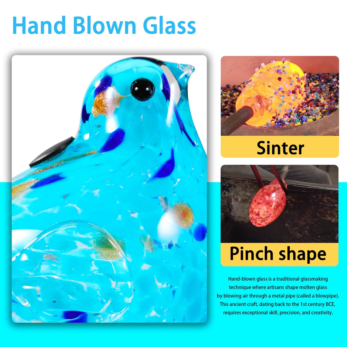 Naboher Glass Bird Shaped Plant Watering Ball Glass Automatic Watering Ball Flower Pot Insertion Spike Drip Irrigation Device Watering Ball Irrigation System Plant Enthusiast Gift (Light Blue)