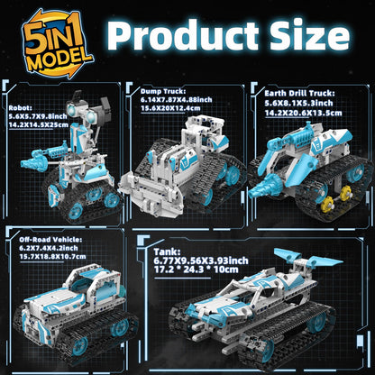 Suplanet STEM Robot for Kids Ages 8-14, 5-in-1 Remote Control and APP Programmable Robot Toys - 720 Pcs DIY Building Science Educational Kit, Building Block Birthday Present for Teen Boys Girls