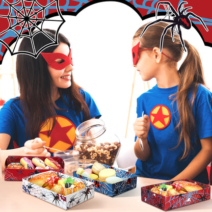 Teenyyou 38 Pcs Spider Food Trays Paper Disposable Serving Food Boats Snacks Holder Trays for Snacks Spider Birthday Decoration French Fries Hot Dog BBQ Party Favors Supplies(Spiderweb)