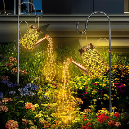 Forlivese 2PCS Solar Watering Can with Lights,Outdoor Decorations with Hanging Solar Garden Lights with Bracket Waterproof Watering Can Landscape Light for Patio Gardening Pathway 36LED
