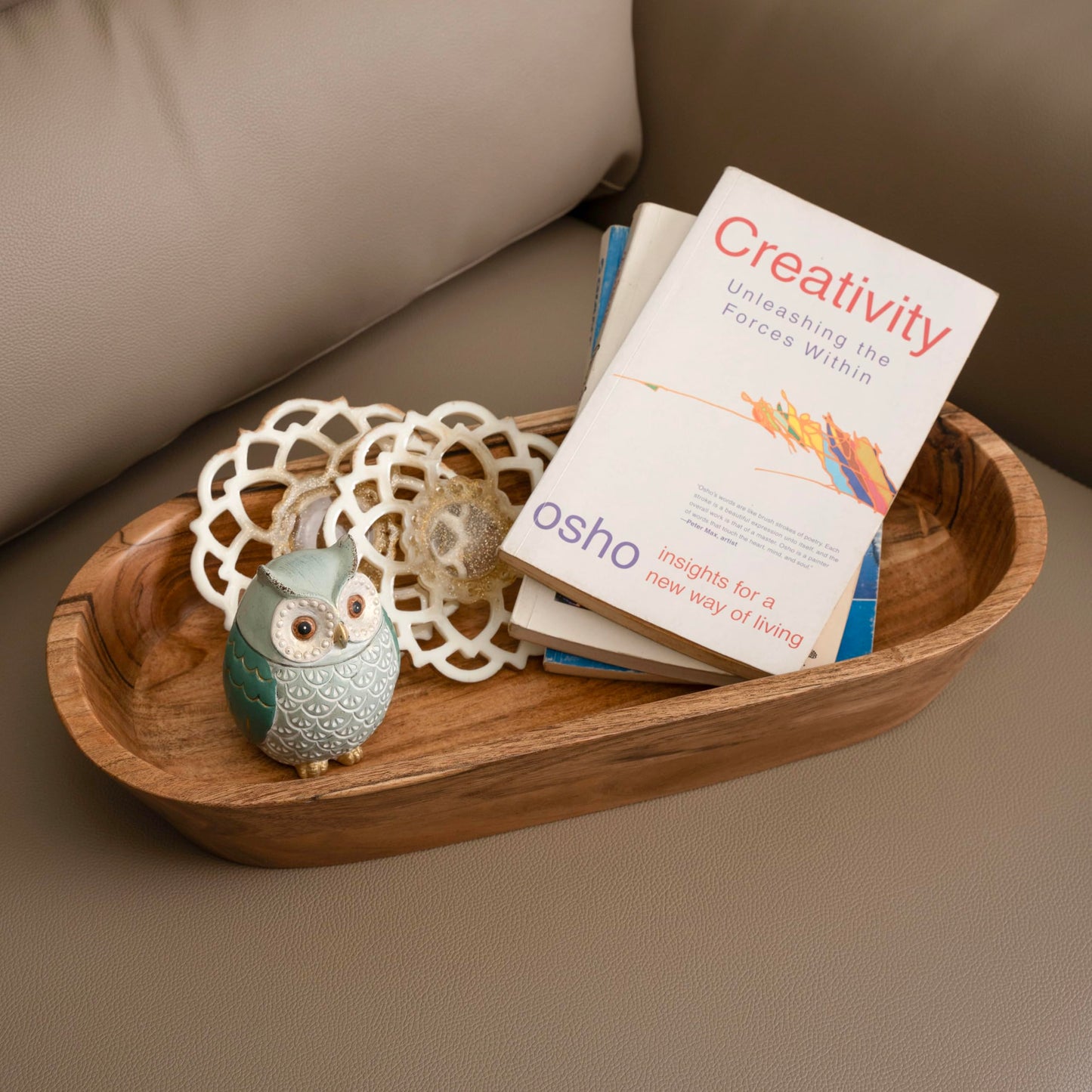 Wooden Dough Bowl – Handmade Decorative Bowls for Home Decor, Bathroom, Kitchen Counter & More - Acacia Wood Large Dough Bowl Fits Cosmetics, Keys & Other Knick Knacks – Great Boho Home Decorations