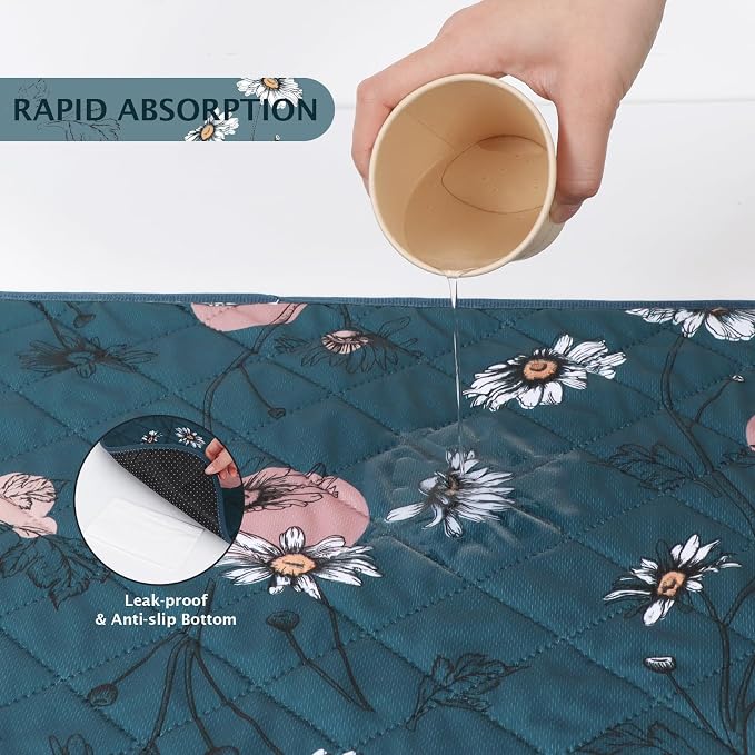 IEUUMLER Washable Pee Pads for Dogs, 1 Pack Non-Slip & Waterproof Pack Whelping Pad, Reusable Washable Puppy Potty Training Pad with Fast Absorbent for Playpen EU007 (Navy Blue Daisy, 63"X63"-1pcs)