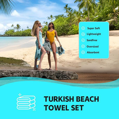 HAVLULAND Turkish Beach Towels, Oversized 40"x72" Turkish Bath Towel, Highly Absorbent Quick Dry Sand Free Beach Towels for Beach Pool Spa Gym Yoga Travel Camping Picnic Blanket - Lilac