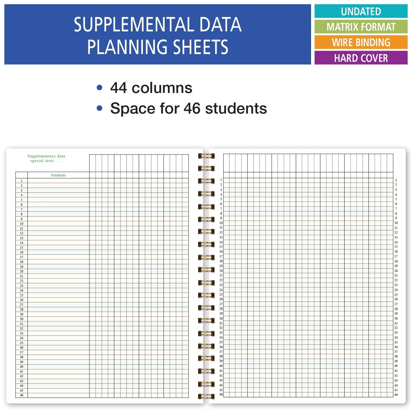 Elan Publishing Company HARDCOVER 7 Period Teacher Lesson Planner - Days Horizontally Across the Top with Bonus Clip-in Bookmark (Woodgrain)