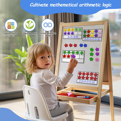 TOMMYHOME Magnetic Ten Frame Set of 74 PCS,Kindergarten Math Classroom Must Have counters,Educational Math Game Toys Suitable for Kids 5-7. (Star)