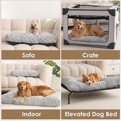 EHEYCIGA Washable Medium Dog Bed for Crate 29x21 Inch, Kennel Pad for Dogs Up to 35 lbs, Plush and Comfy Pet Sleeping Mat, Grey