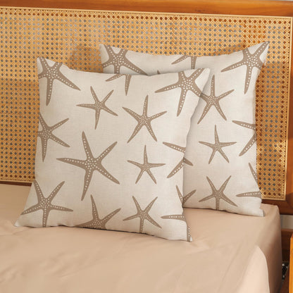 JEFERSO Brown Tan Starfish Pillow Covers 16x16 Set of 2 Coastal Throw Pillows Summer Nautical Ocean Beach Theme Decorative Pillowcase Outdoor Farmhouse Linen Decor Cushion Case for Couch Home Bedroom