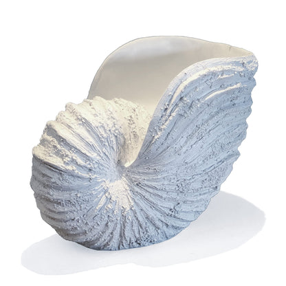 Huey House Large Nautilus Shell Sculpture, White Seashell Beach Decor