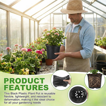 RimCereal 1200 Pcs 1 Gallon Plastic Plants Nursery Pots Bulk with Plant Labels, Thickened Soft Black Seedling Pots with Drainage Holes, Flower Plant Containers with Shovel for Seed Succulents Supply