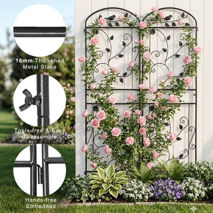 2 Pack Garden Trellis for Climbing Plants, 71 x 20 inch Rustproof Heavy Duty Metal Trellis for Climbing Rose Vine Clematis, Perfect for Premium Patio Decor & Luxury Outdoor Garden Design, Silver Gray