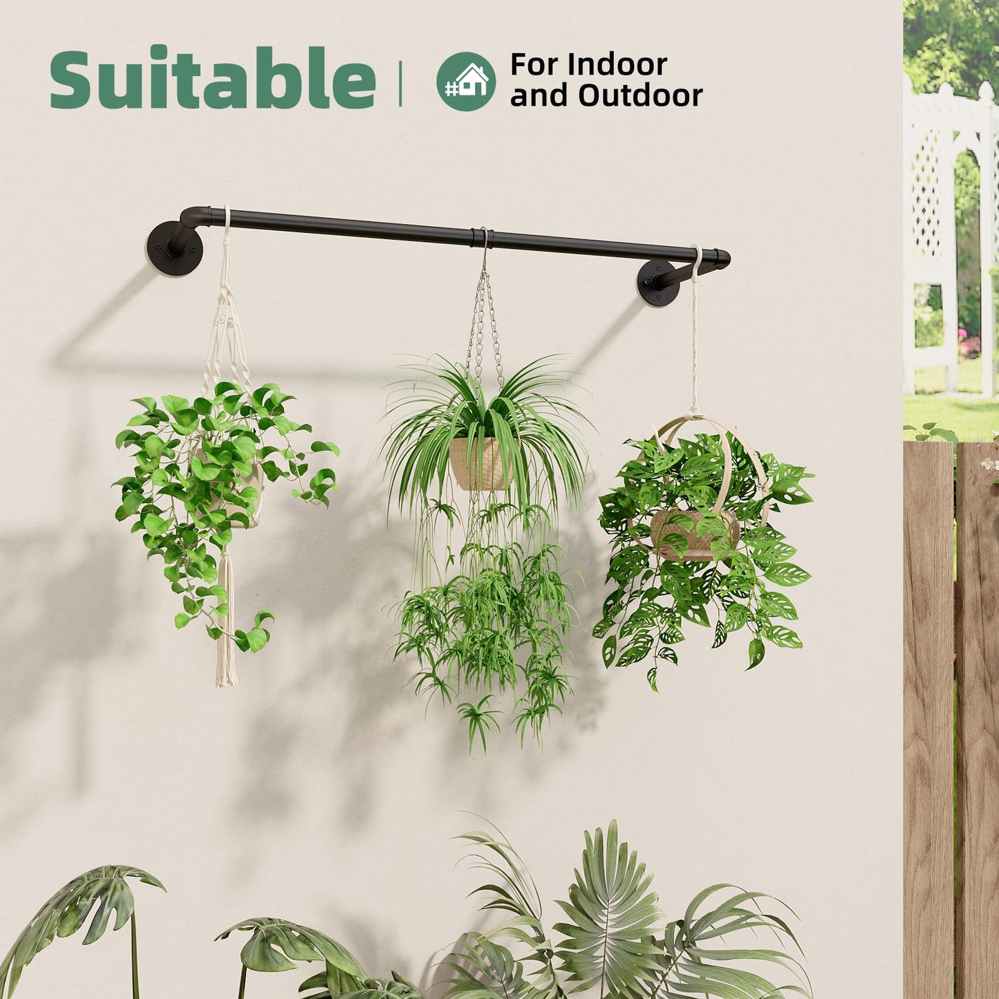 Galood Plant Hanger Indoor Hanging Planters for Indoor Plants Hanging Plant Holder Black Metal Rod(Pot/Chain/Plant not Included