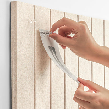 Lightomorrow Bulletin Board, 24 x 18 inches Cork Board Alternative for Wall, Felt Board Decorative Pin Board with 20 Pushpins - Oatmeal Stripes