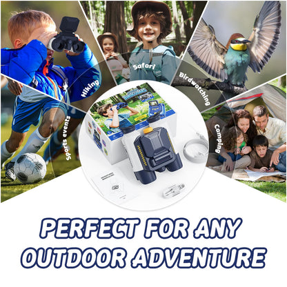 Ahalfcit Binoculars for Kids with Night Vision, 2.4" HD Screen & 10X Zoom for Photo and Video - Outdoor Adventure Binoculars Bird Watching, Camping, Hiking, Gifts for Kids Ages 4+ (White)
