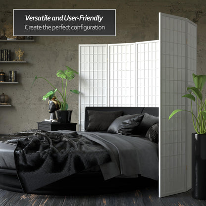 Red Lantern 6 ft. Tall Window Pane Shoji Screen - White - 3 Panels