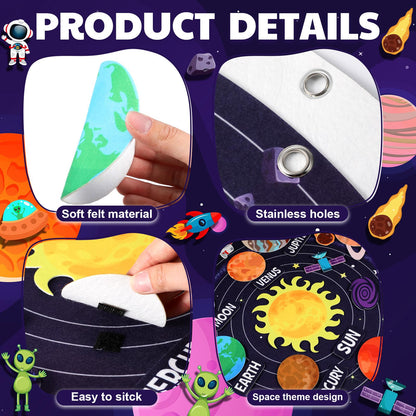 MiniInflat Felt Story Board Set Solar System Felt Story Board 2.5 Ft Outer Space Universe Storytelling Flannel Interactive Montessori Tool for Valentines Birthday Gift Space Learn (36,Solar)