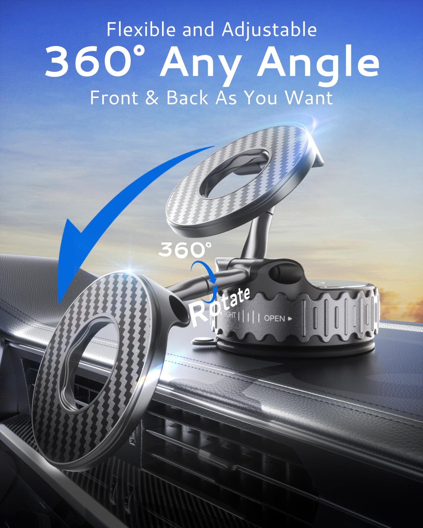 Car Phone Holder for Magsafe [78+LBS Hyper Suction & 4400gf Strongest Magnetic] 360°Adjustable Car Phone Mount Car Accessories Phone Holders for Your Car/ Gym/ Mirror for iPhone 17 Pro Max & Android