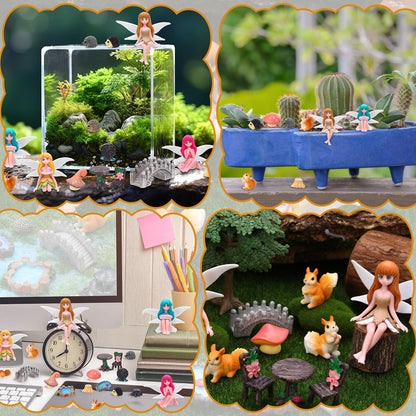GGSTDDUP Fairy Garden Accessories 25Pcs - Miniature Garden Ornaments Landscape Decorations Mini Fairy Figures Animal Plant Furniture Set for DIY Terrarium Potted Plants Dollhouse Decor