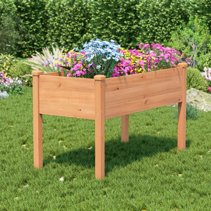BIRASIL Outdoor Raised Garden Bed, Wood Planter Box for Vegetable Flower, Elevated Reinforced Large Garden Planters Boxes for Backyard Patio Gardening Balcony (48”L, Brown)