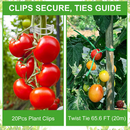 3 Pack Tomato Cages with Clips & Garden Wire, Outdoor Heavy Duty Steel Square Tomato Plant Support Stakes Garden Trellis for Climbing Plants Vegetables Flowers Fruits (41.5 Inch)