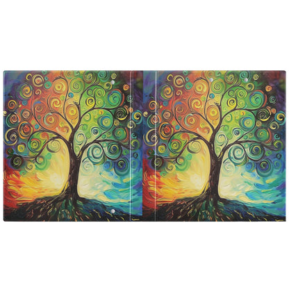 Tree of Life Round Ring Binders 1.5 Inch Rainbow Colorful 3 Ring Clipboard Binder for Office School Work Supplies File Folder 200 Sheet Capacity
