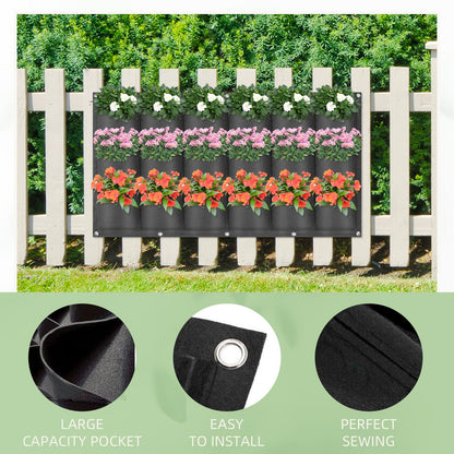 LITLANDSTAR 18 Pockets Hanging Grow Bags, 2 Pack Horizontal Wall Planter Plant Grow Bags Outdoor Indoor Hanging Planter for Balcony/Railing/Fence/Yard/Garden/Home Decoration, Black