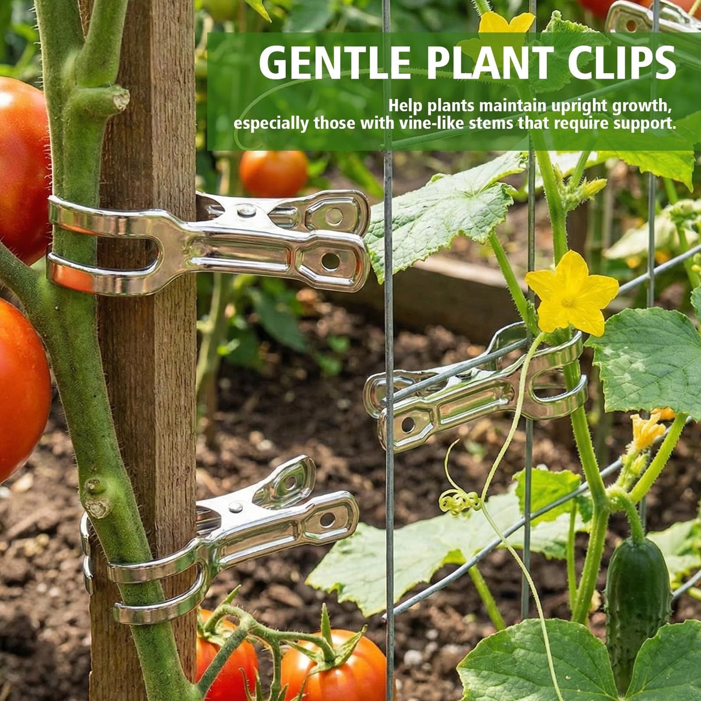 FoldTier 50 Pack Heavy-duty Stainless Steel Garden Clips Upgraded Large Opening Greenhouse Clamps for 3/4" to 2" Pipes Strong Grip Hoop House Clips for Row Covers Shade Cloth Tarps and Plant Support