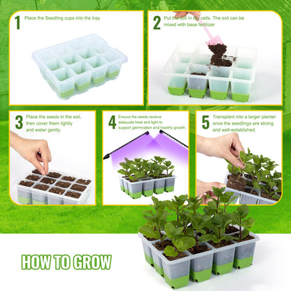 Backyard Expressions 5-Pack Silicone Seed Starter Kit – Reusable 60-Cell Planting Trays with Easy Push-Out Design for Indoor Garden Seedlings