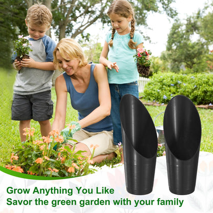 M METERXITY 18-Pack Bonsai Soil Scoops, Plastic Garden Soil Scoops Bucket Shovel Potting Scoopers for Transplanting/Flower Planting/Plant Succulent, Colorful Small Gardening Tools [Black]