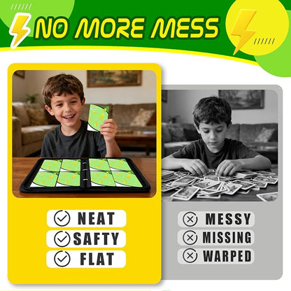 Trading Card Binder 4 Pocket,400 Pocket Card Collection Binder with 50 Removable Sleeves,PU Waterproof Top Card Book,3-Ring Zipper Collectible Trading Card Album for MTG/TCG/Card Holder Gift（Green）