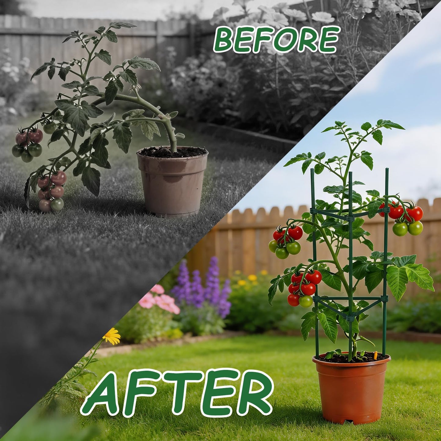 100pcs Garden Stakes Arms for Tomato Cage, Plant Trellis Connectors, Attach 0.43 Inch Dia Tomato Stakes and Plant Stick Supports, 11.8in Plastic Connecting Rod (11mm, No Stake)